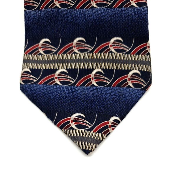 Evan Picone Mens Dress Tie Suit 100% Silk Shirt Accessory Designer Red  Blue - Picture 3 of 6